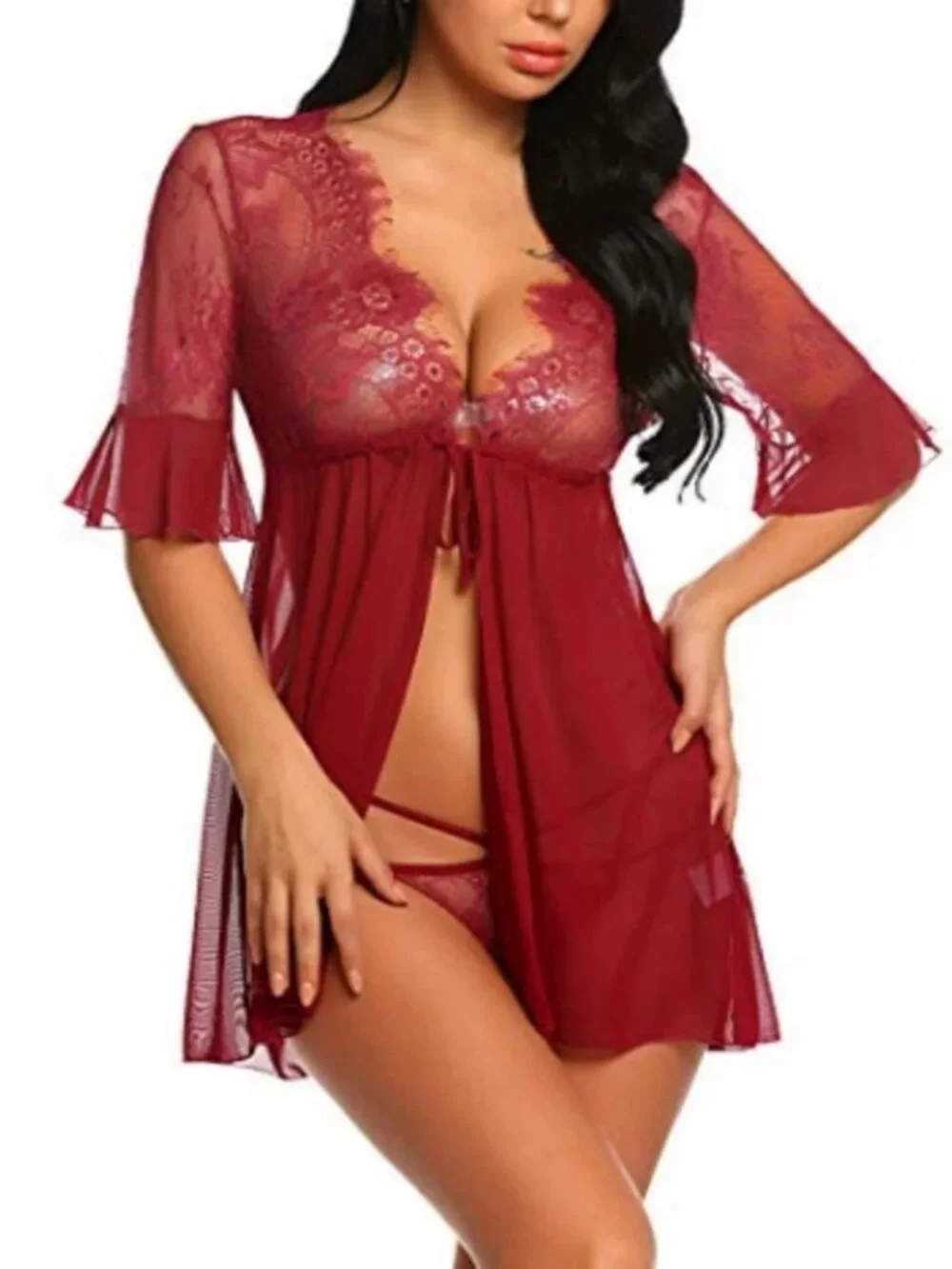Women's Sexy-Lingerie Babydoll Sleepwear Underwear Lace Dress Nightwear